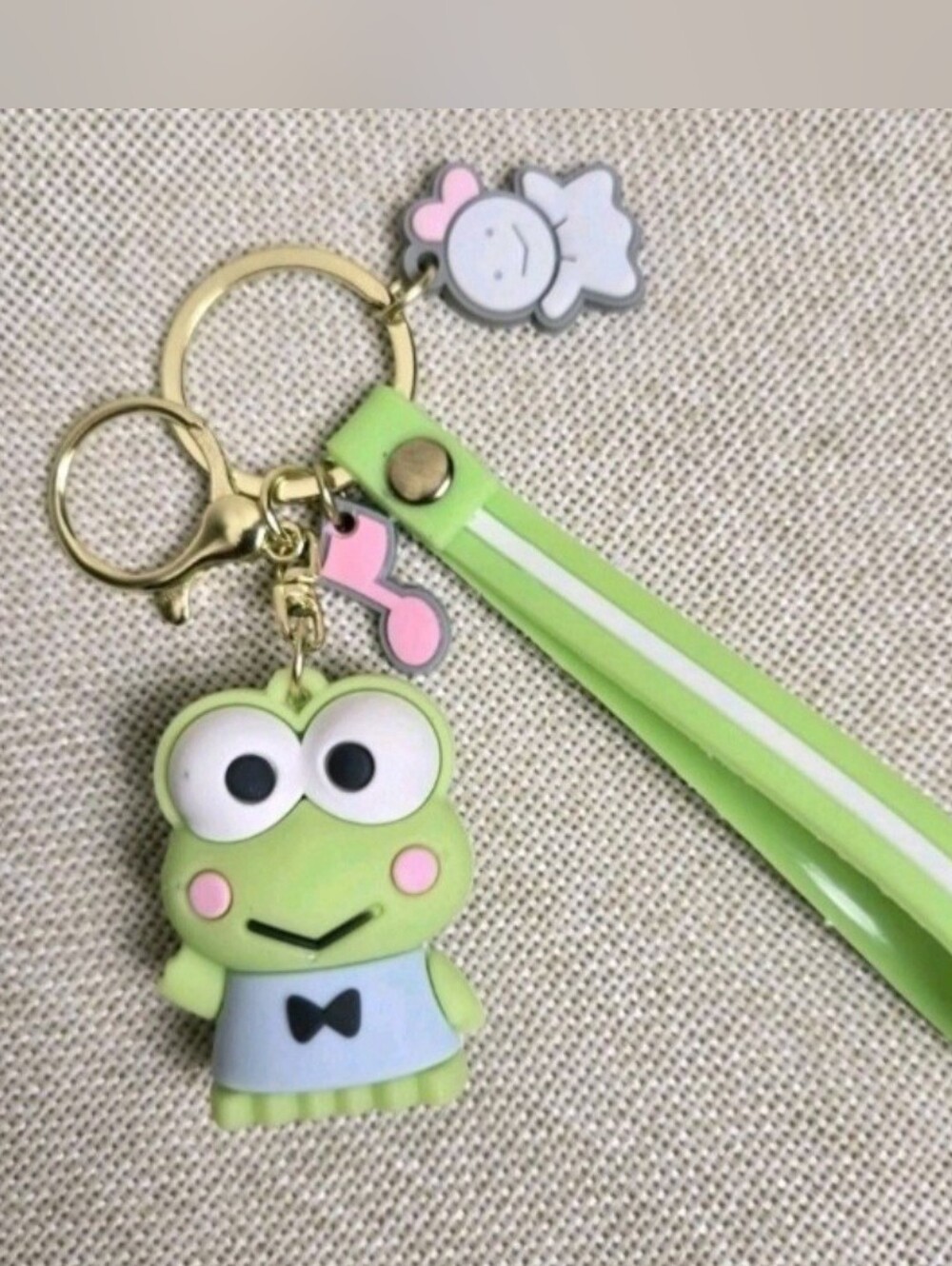 3D Figure Keroppi Keychain Wristband Frog Bag Charm Keyring